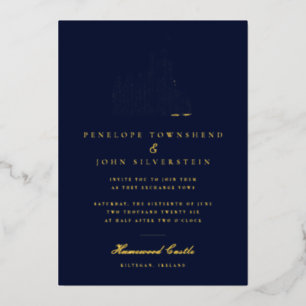 Invitation En Aluminium Illustration de château élégant vintage mariage bl