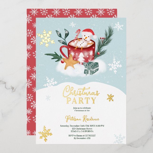 Invitation En Aluminium Illustration de chocolat de bonhomme de neige de N (Recto/Verso)