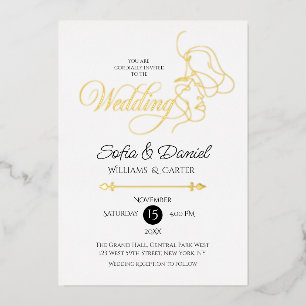Invitation En Aluminium Illustration de couple en art linéaire minimaliste