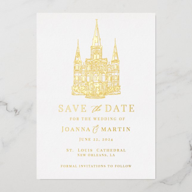 Invitation En Aluminium Illustration personnalisée du site Gold Foil Invit (Recto)
