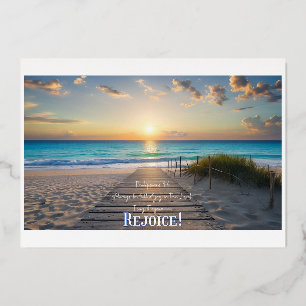 Invitation En Aluminium Image de plage glorieuse avec Philippiens 4:4 Réjo