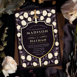 Invitation En Aluminium Imaginaire médiéval de l'épée et du bouclier Maria