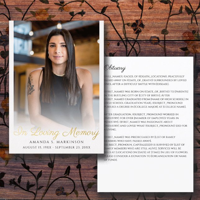 Invitation En Aluminium In Love Memory Photo Simple nécrologie Funéraire (Créateur téléchargé)