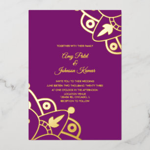 Invitation En Aluminium Indien moderne Mandala Mariage violet vêtu