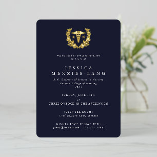 Invitation En Aluminium Infirmière diplômée Caducée+Couronne de laurier Na