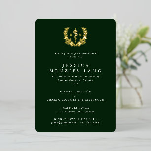 Invitation En Aluminium Infirmière Diplômée d'État Asclepius+Couronne de L