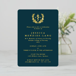 Invitation En Aluminium Infirmière Turquoise foncée inscrite Asclepius+Lau
