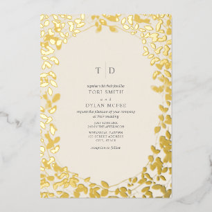 Invitation En Aluminium Initiales de monogramme botanique mariage blanc ca