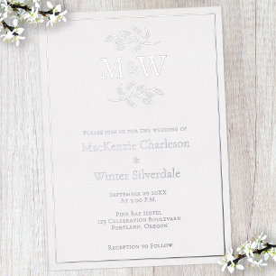 Invitation En Aluminium Initiales de monogramme de couple de mariage minim
