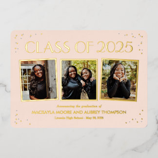 Invitation En Aluminium Instantanés amusants Foil Graduation Photo Invitat