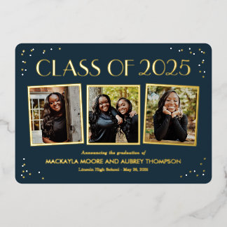 Invitation En Aluminium Instantanés amusants Foil Graduation Photo Invitat