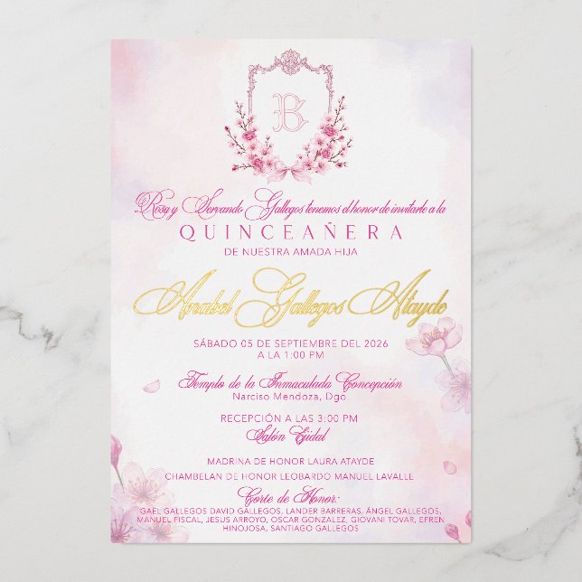 Invitation En Aluminium Invitacion Cherry Blossom (Recto)