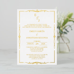 Invitation En Aluminium invitación de boda feuille d'or minimalista