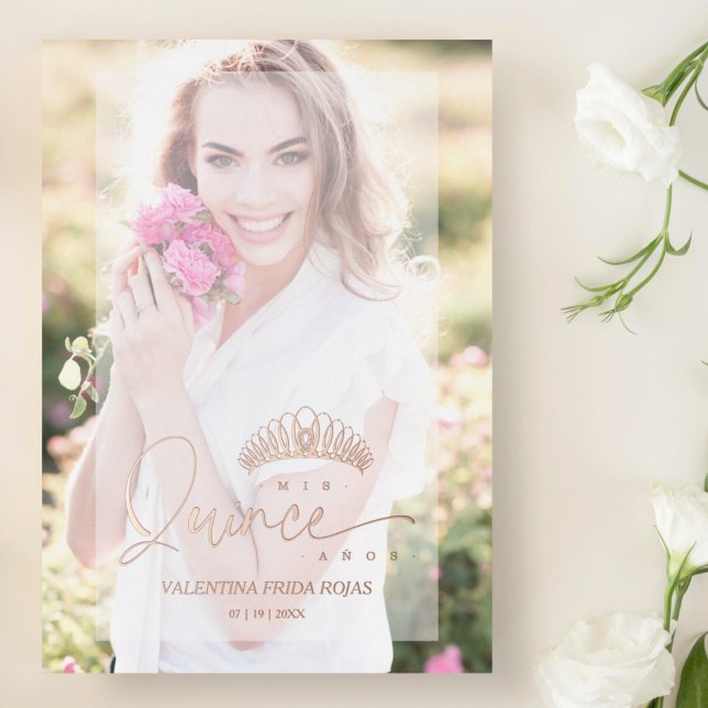 Invitation En Aluminium Invitación XV Princess Couronne superposition élég (Créateur téléchargé)