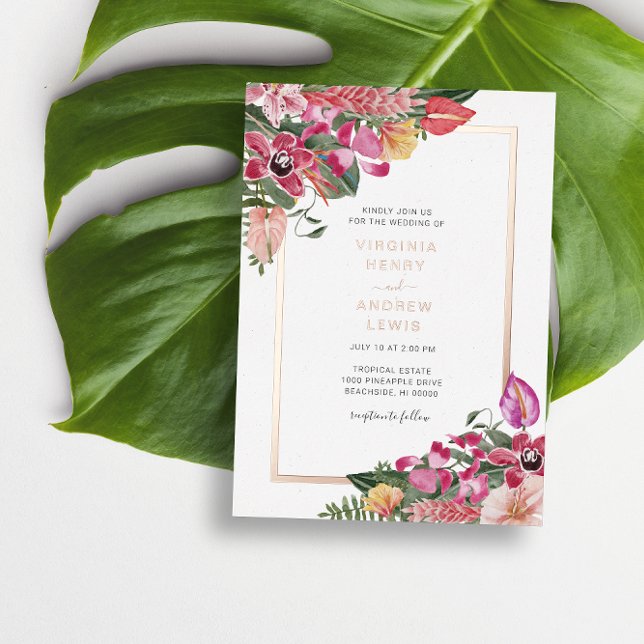Invitation En Aluminium Invitation Feuille de Papier Aluminium pour Mariag (Elegant Floral Tropical Wedding Foil Invitation by Painted Paperie
)