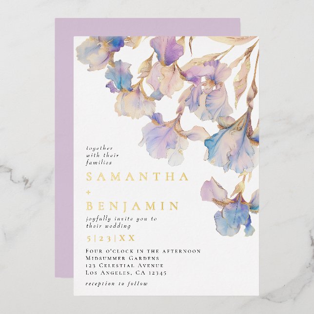 Invitation En Aluminium Iris Mariage (Recto/Verso)