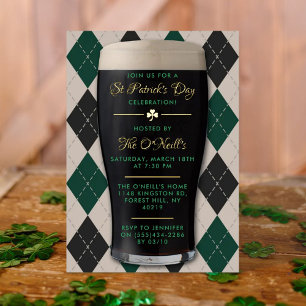 Invitation En Aluminium Irish Guinness Pint St. Patrick's Day Party Real