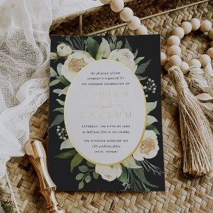 Invitation En Aluminium Ivory Bloom Aquarelle Floral Oval Frame Mariage
