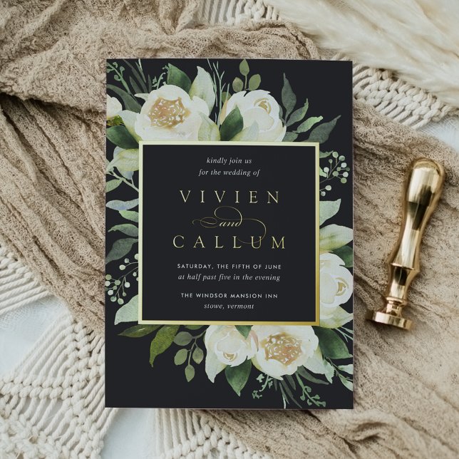 Invitation En Aluminium Ivory Bloom | Aquarelle Mariage de cadre Floral (Créateur téléchargé)