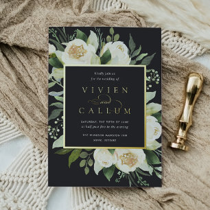 Invitation En Aluminium Ivory Bloom   Cadre de mariage floral aquarelle