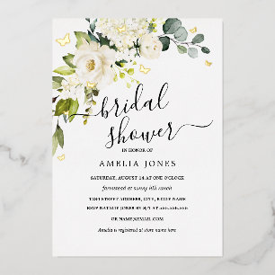 Invitation En Aluminium Ivory Gold Floral Papillon Mariage