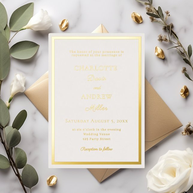 Invitation En Aluminium Ivory gold modern elegant luxury wedding (Créateur téléchargé)