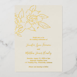 Invitation En Aluminium Ivory Line Art Floral Mariage élégant