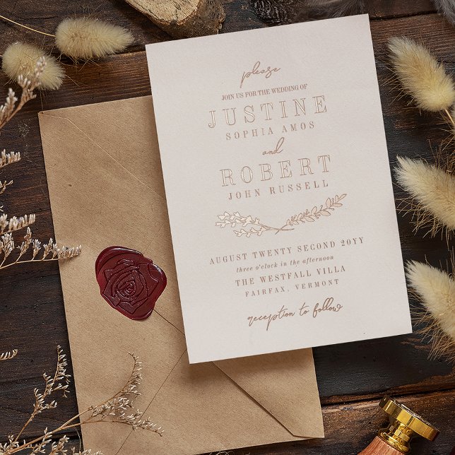 Invitation En Aluminium Ivory & Rose Gold Crossed Mariage (Créateur téléchargé)