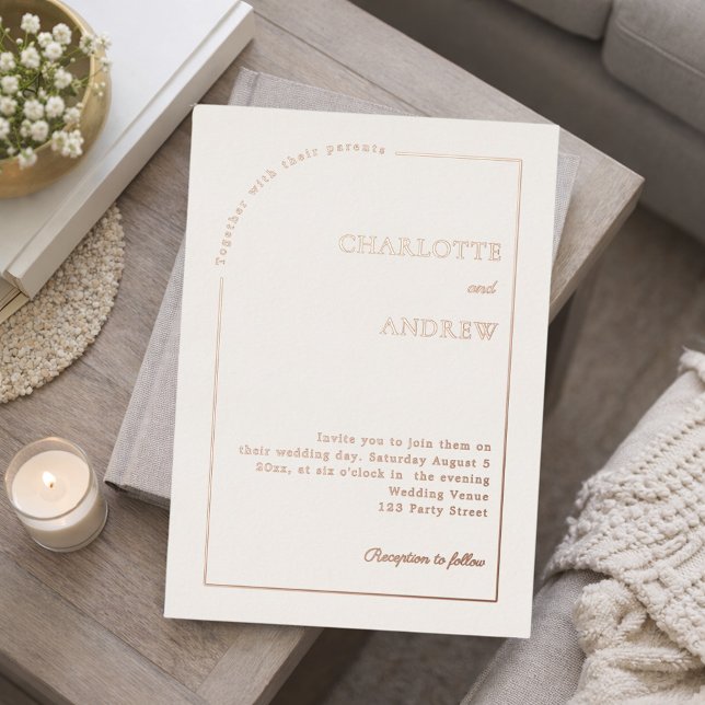 Invitation En Aluminium Ivory rose gold modern minimalist luxury wedding (Créateur téléchargé)