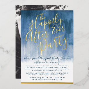 Invitation En Aluminium Jamais après le mariage foil bleu art abstrait