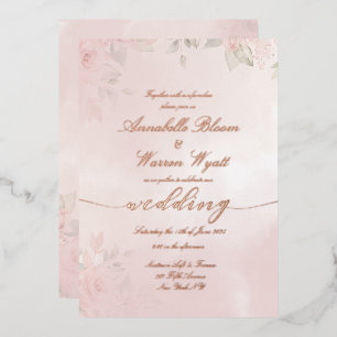 Invitation En Aluminium Jardin de roses Romantic Blush 2 avec rose