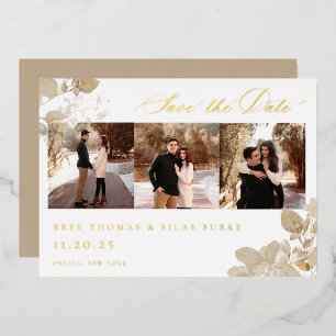Invitation En Aluminium Jardin Doré Opulent Photo Enregistrer La Date