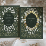 Invitation En Aluminium Jardin enchanté Art nouveau Mariage<br><div class="desc">Entrez dans un jardin enchanté avec ce faire-part de mariage Art Nouveau captivant. Le design luxueux s'inscrit dans un cadre verdoyant et boisé, avec des fleurs blanches et un feuillage vert sauge créant un cadre organique autour du faire-part central, élégamment scénarisé. Ces éléments naturels représentent la croissance et l'harmonie, en...</div>