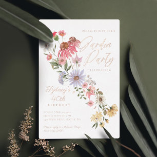 Invitation En Aluminium Jardin Fleur sauvage aquarelle Floral Anniversaire