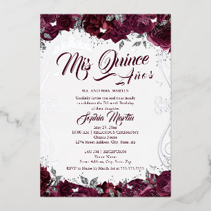 Invitation En Aluminium Jardin Floral Bourgogne Mis Quince Quinceanera