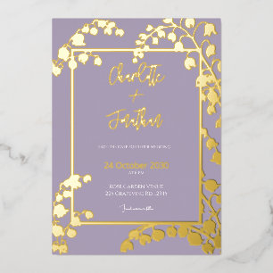 Invitation En Aluminium Jardin Floral de Muguet de Mai Mariage Or