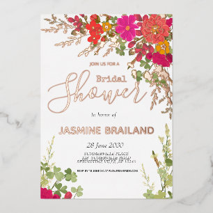 Invitation En Aluminium Jardin Floral d'été Fête des mariées Fleur sauvage