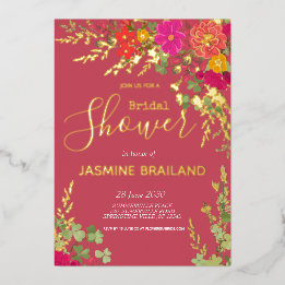 Invitation En Aluminium Jardin Floral Été Fleurs Sauvages Bain de Mariée F