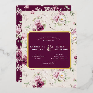 Invitation En Aluminium jardin floral mariage magenta