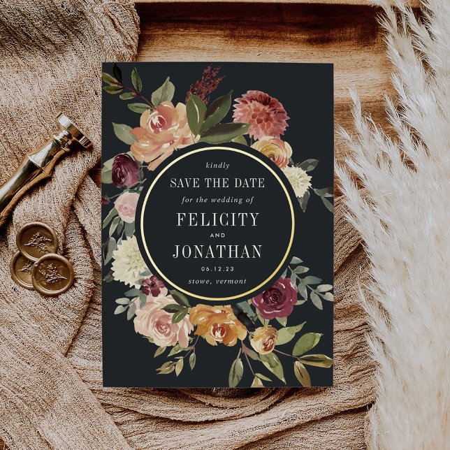 Invitation En Aluminium Jardin Lune | Mariage floral Enregistrer la date (Créateur téléchargé)