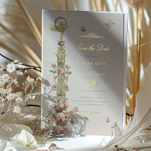Invitation En Aluminium Jardin mythique Sauvez la date Golden Elegance