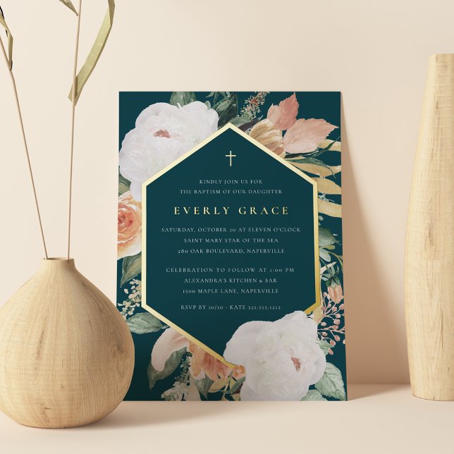 Invitation En Aluminium Jasper | Baptême floral du désert (Créateur téléchargé)