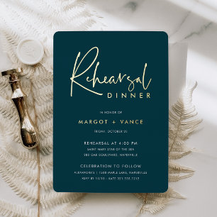 Invitation En Aluminium Jasper   Modern Minimal Script Rehearsal Dinner