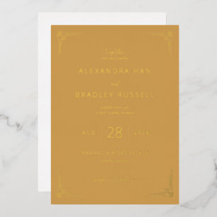 Invitation En Aluminium Jaune Moutarde Élégant Géométrique