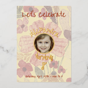Invitation En Aluminium Jaune Pâle Indien Rouge Floral Aquarelle Anniversa
