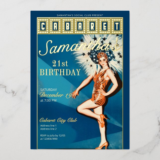 Invitation En Aluminium Jazz Age Flapparet Paris Glam Anniversaire (Recto)