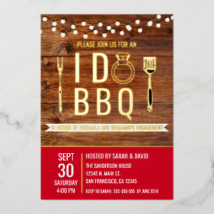 Invitation En Aluminium Je fais un BBQ Rustique Fête de Fiançailles Couple