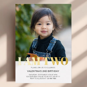 Invitation En Aluminium Je Suis Deux Photo Moderne Simple Minimaliste Anni