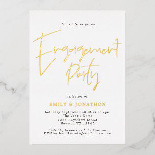 Invitation En Aluminium Jeu d'engagement de script manuscrit moderne Real 