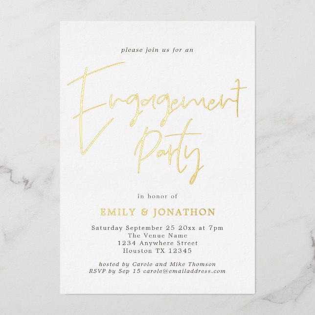 Invitation En Aluminium Jeu d'engagement de script manuscrit moderne Real  (Recto)